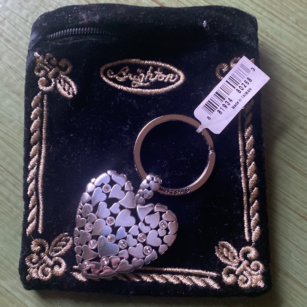 NWT Brighton heart bedazzled key chain ring Silver sparkly